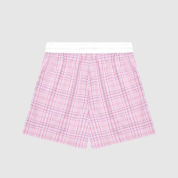 B.Sure Contrasting Plaid Heart Embroidered Shorts - Picture 2 of 4